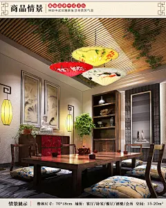 新中式吊灯手绘花鸟雨伞布艺灯具简约卧室酒店餐厅茶楼中式中国风-tmall.com天猫
