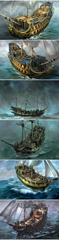 188现代海洋海盗船船只军舰航母载具类参考游戏资料原画图集 素材-淘宝网
