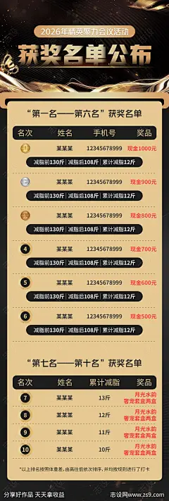 获奖名单排名排行榜活动比赛海报-源文件下载