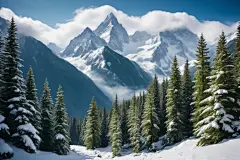 草地高原雪山风景摄影图