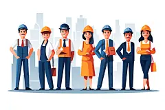 工厂流水线企业精神工作扁平风插画