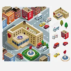 房地产卡通城市图标 创意素材