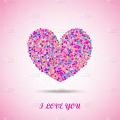 抽象的心形五颜六色的写着我爱你。情人节贺卡或婚礼请柬背景设计。矢量插图。创意设计爱的象征。