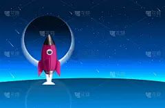 宇宙飞船太空火箭发射器海报设计适用于海报设计，网站标题，文章图像，内容数字，创业业务助推器，营销推广