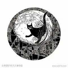 猫的花纹_提示词查看_Midjourneyai绘图工具关键词描述词咒语_1024X1024像素-图案,复杂,花纹,线条,猫,原画-提示词编号:2023102113171495-绘ai-www.ai016.com-素材库-sucai1.cn