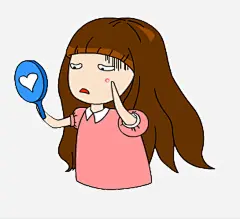 卡通女孩照镜子捂脸免抠素材_图宝宝 https://bao16.com 女孩 捂脸 无奈 无语 照镜子 痘痘卡通 红色痘痘 长头发 长痘痘