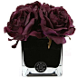 Herve Gambs Purple Couture Large Roses & Small Black Glass Cube
