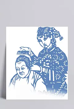 小孩帮妈妈梳头发剪纸画卡通手绘装饰元素|剪纸,卡通,小孩,小孩笑容,游泳的小孩,新年小孩,妈妈,小孩妈妈,妈妈小孩,剪纸画,卡通手绘,装饰元素