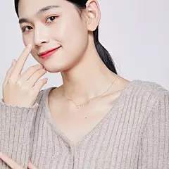 宝石矿工 18k白金心形黄钻项链 小清新爱心可爱桃心钻石吊坠女-淘宝网