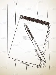 草绘的笔和笔记本