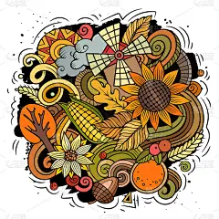 感恩节手绘卡通涂鸦插画。