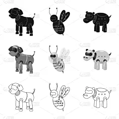 玩具,科学,图标集,塑胶,技术,大黄蜂,翅膀,狗,现代,设计