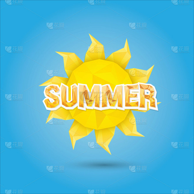 矢量夏天标签。与太阳夏天图标.