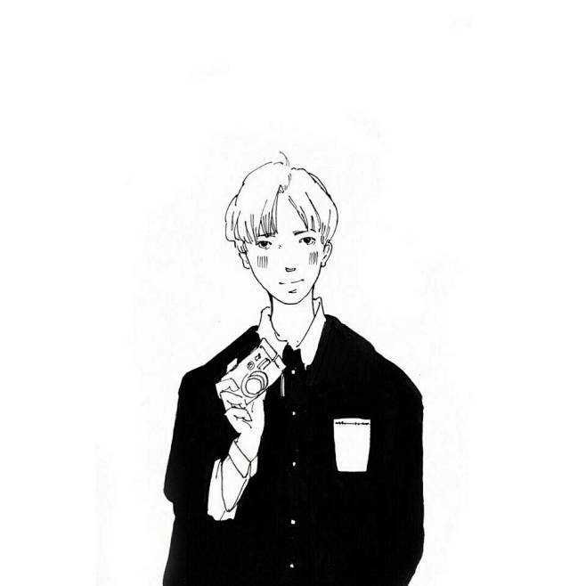 黑白简笔人物插画