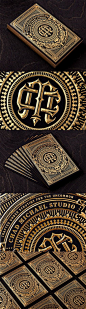 Incredibly Intricate Black And Gold Hot Foil Stamped Business Card For A Designer