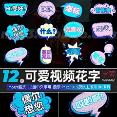 pr模板vlog街访综艺真人秀动画可爱表情字幕预设卡通花字视频素材-淘宝网