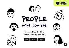 People - Inking Icon Set⎪16幅手绘人物头像插画