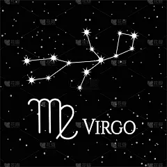 处女座，黄道星座。图案为您的包装，织物和产品装饰。矢量图