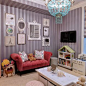 Playroom - transitional girl carpeted playroom idea in Chicago with gray walls