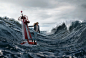 Electric Art | Glassons : It's fashion, so why not perch models in precarious positions in stormy seas?! EA worked with photographer Andreas Smetana on this one. Smetana braved the ocean in his own boat to shoot the buoy and many of the water elements tha