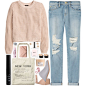 A fashion look from January 2015 featuring pink shirt, blue jeans and leather boots. Browse and shop related looks.