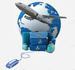 飞机地球旅行箱 平面电商 创意素材