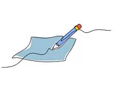 一笔画 | 图源免费EPS文件 |彩色铅笔 - 学校教育物品，单线绘图连续设计，矢量插图。