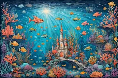 小鱼自然大海海底鱼类海洋游鱼鱼类插画图片