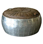 Spitfire Aviator Turbine Round Top Grain Leather Ottoman $1855