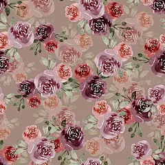 水彩花卉图案与彩色玫瑰花束，手绘