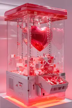 夹爱心娃娃七夕节日元素