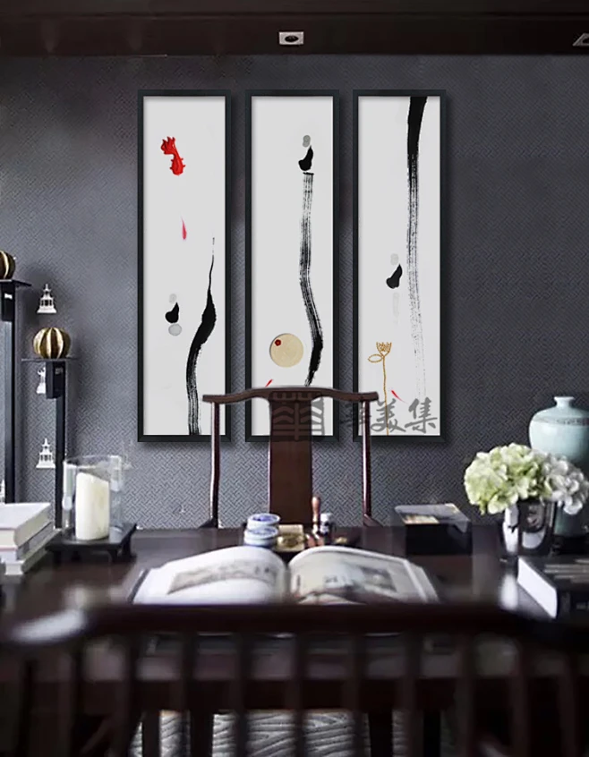 华美集 新中式禅意挂画坐禅意境装饰画沙发背景墙三联画办公室画-淘宝网-花瓣网