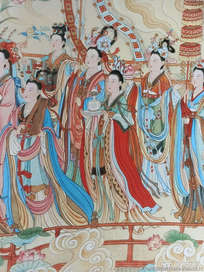 八十七神仙卷临摹本局部放大图（上色版）-花瓣网