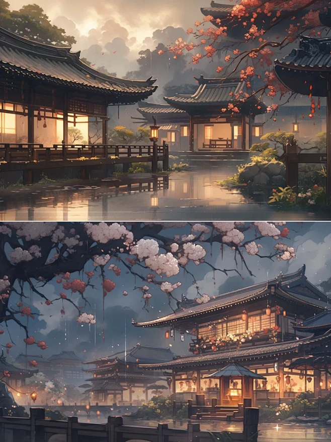 太喜欢啦绝美古风场景-雨夜孤灯-花瓣网