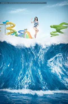 翻天巨浪 海滨浴场 出行旅游 旅游主题海报设计PSD翻天|巨浪|海滨浴场|出行|主题