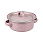 杂货zakka粉色双耳平底带盖小奶锅儿童碗餐具怀旧搪瓷碗