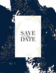 Vector hand drawn brush stroke wedding card. Luxur