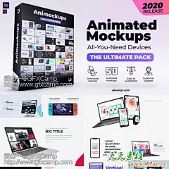 Animated-Mockups-Ultimate-Pack-26371337AE模板-50组iPhoneX苹果手机电脑手表Switch商品APP展示宣传包装动画
