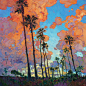 现代印象派画家艾琳·汉森（Erin Hanson）为投资艺术创作的圣地亚哥棕榈油画