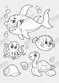 卡通鱼 【酷图网】手绘海鲜,手绘鱼类,手绘鱼,卡通鱼,手绘螃蟹,螃蟹,鲸鱼,鲨鱼,海鱼,章鱼,鱿鱼,素材,海鲜素材,海类产品