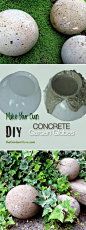 DIY Concrete Garden Globes - Make your own concrete garden globes using old glass light shades!