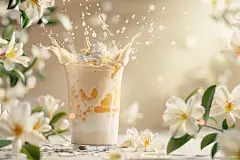 香浓的原味奶茶牛奶饮品摄影图片