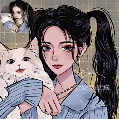 真人照片转纯手绘头像设计插画情侣手工定制漫画卡通Q版结婚礼物-淘宝网
