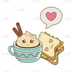一套面包房食物卡哇伊的人物