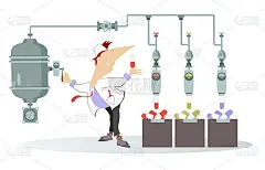 微笑的医生制造药物。插图