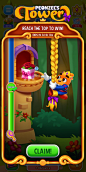 This may contain: the game's title screen shows an animal in front of a tower with a cat on