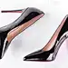 Pair of black elegant high-heeled shoes.