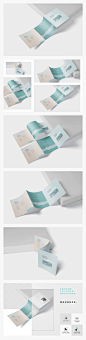 方形三折页宣传册传单印刷效果图品牌样机展示PSD设计素材