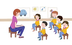 手绘卡通小朋友上课场景原创插画海报儿童