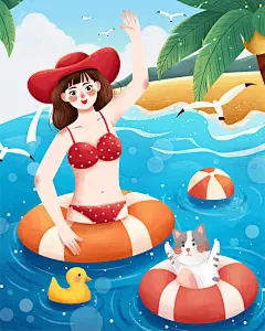 高端手绘大气卡通小清新插画海报